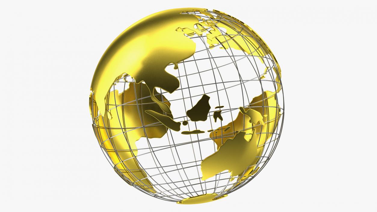 3D Wireframe Earth Globe Gold