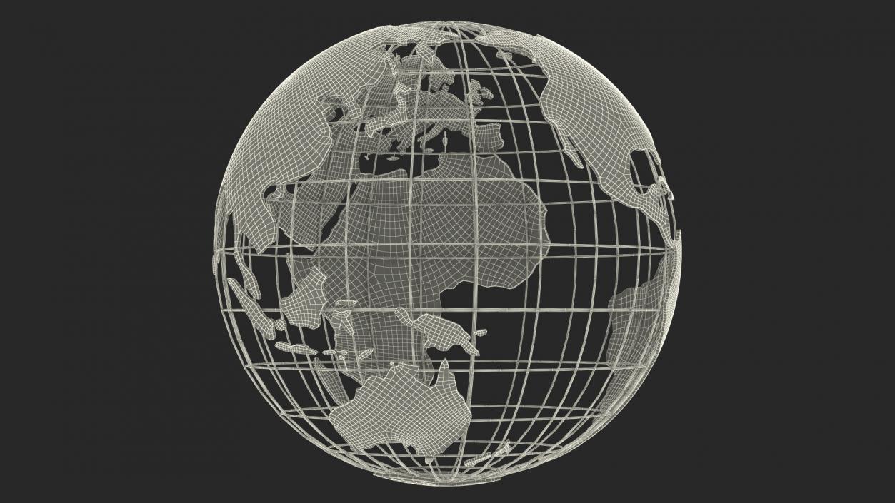 3D Wireframe Earth Globe Gold