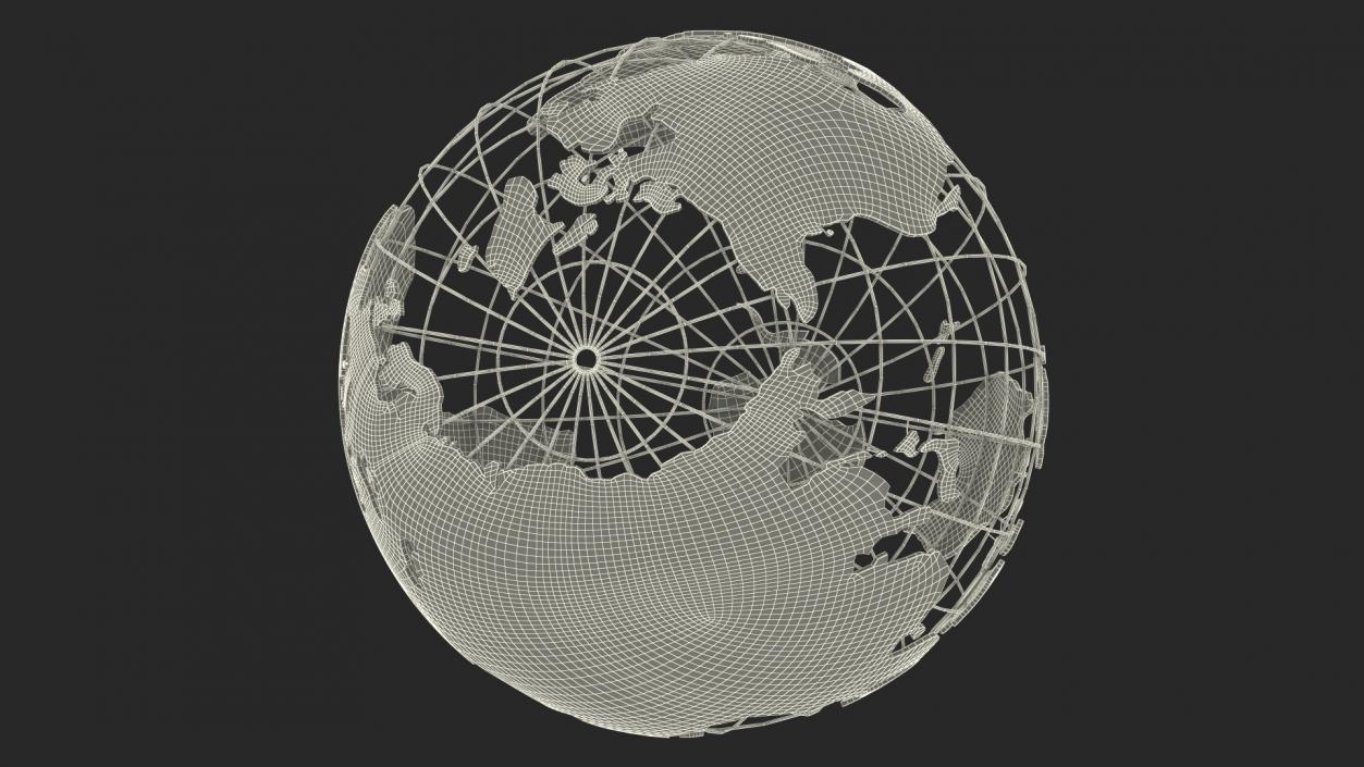 3D Wireframe Earth Globe Gold