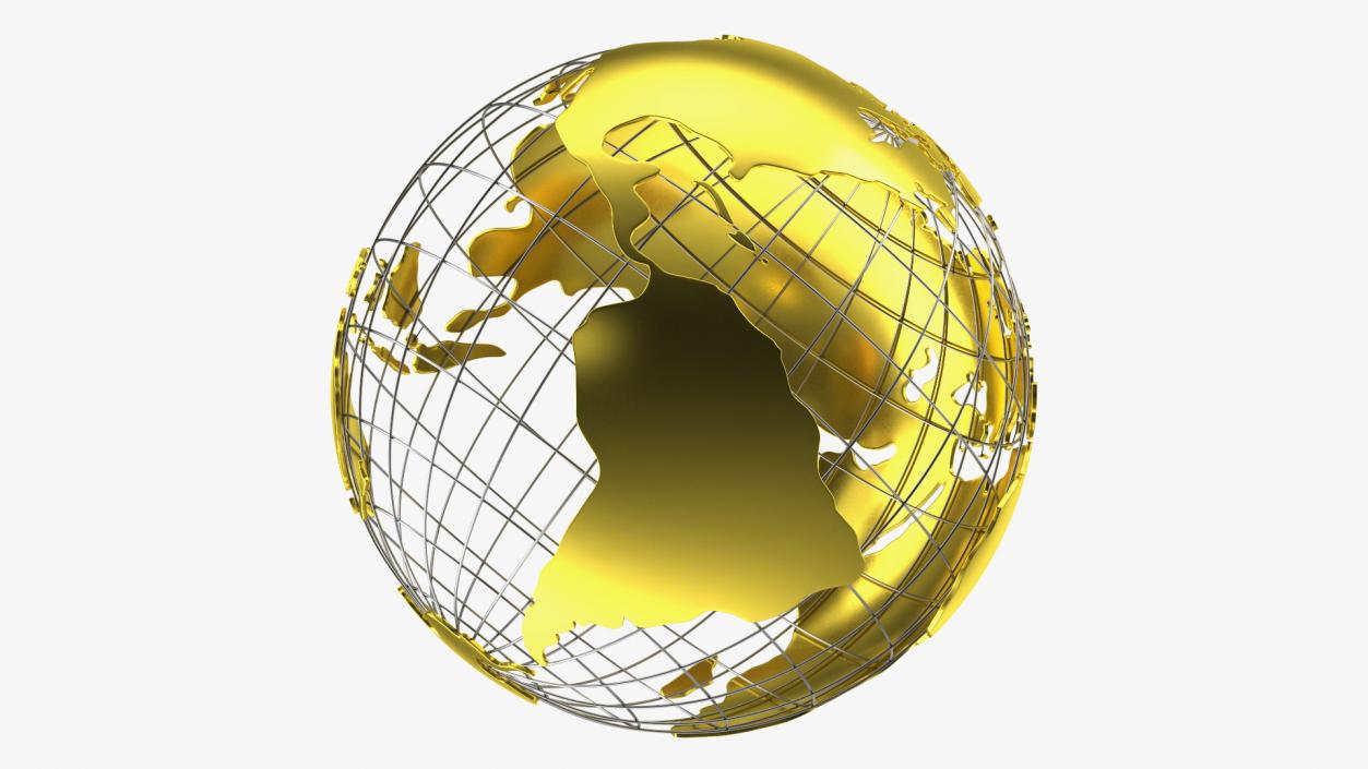 3D Wireframe Earth Globe Gold