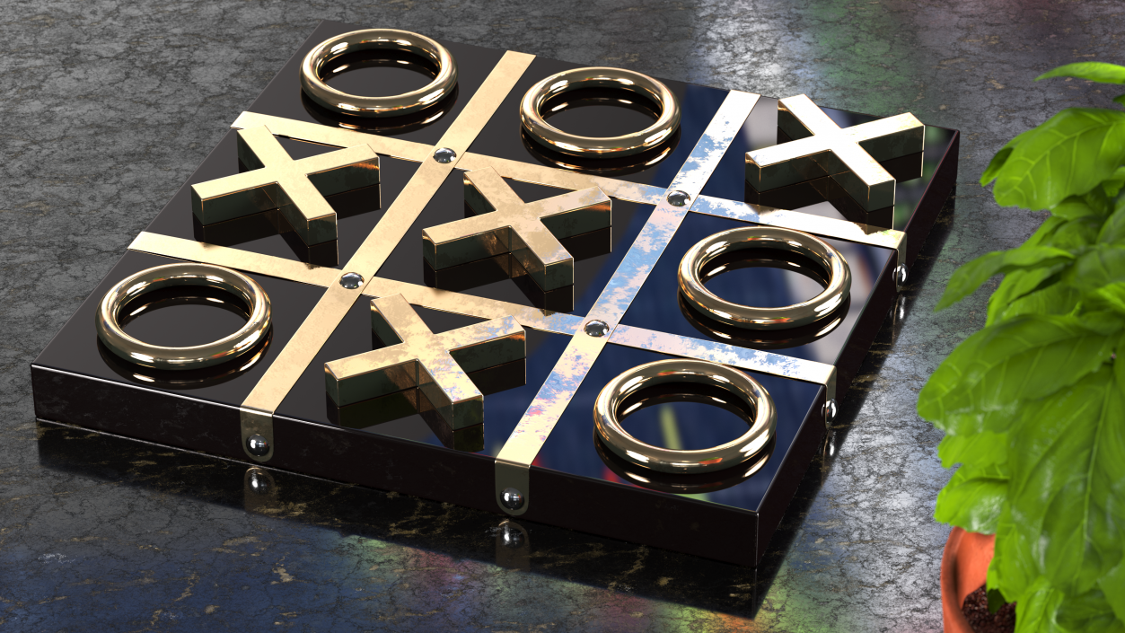 3D model Black and Gold Tic Tac Toe Set