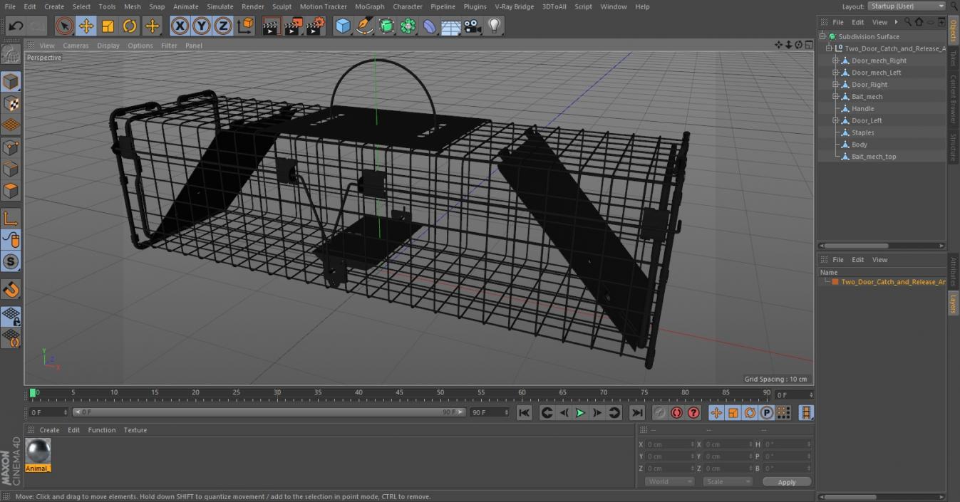 3D Two Door Catch and Release Animal Trap model