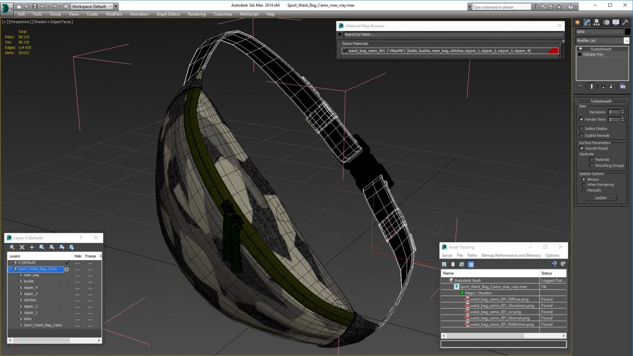 3D model Sport Waist Bag Camo