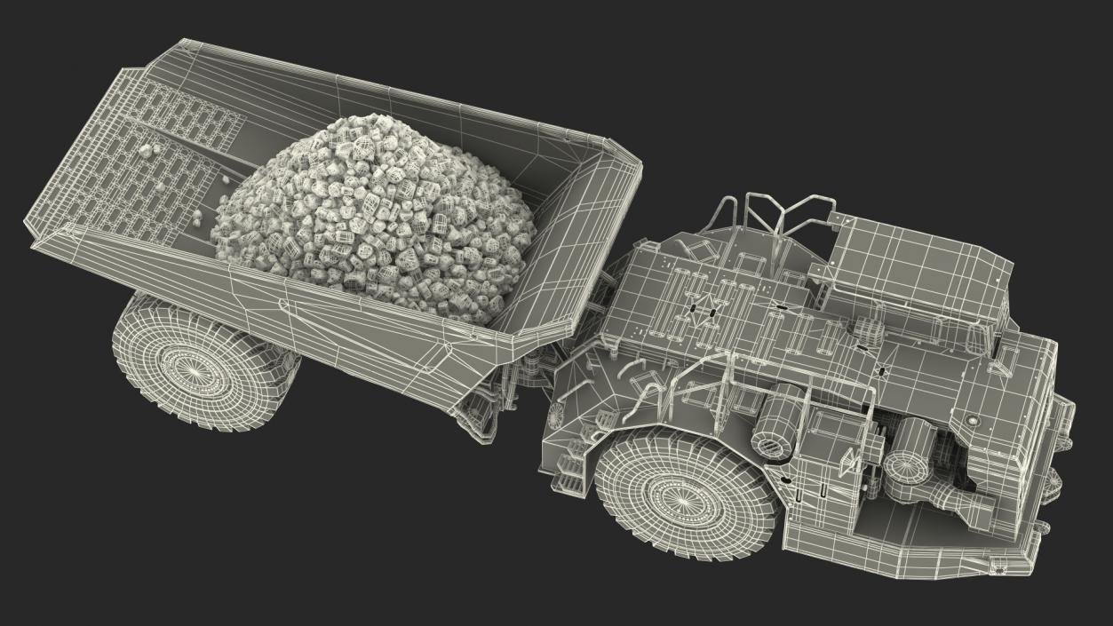 Underground Truck With Coal Rigged 3D model