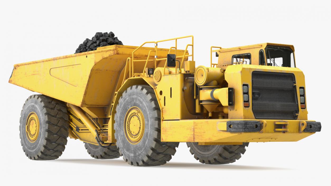 Underground Truck With Coal Rigged 3D model