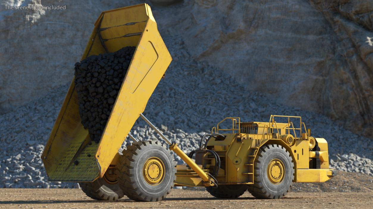 Underground Truck With Coal Rigged 3D model