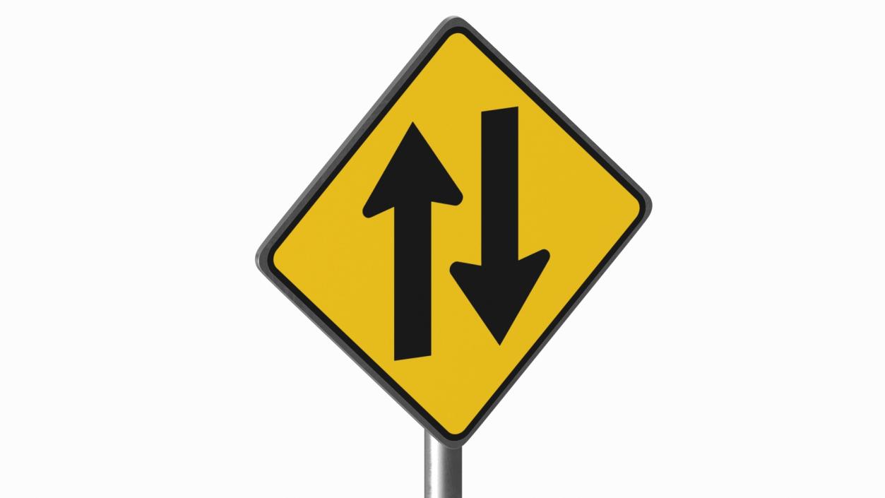 Road Sign Two Way Traffic 2 3D