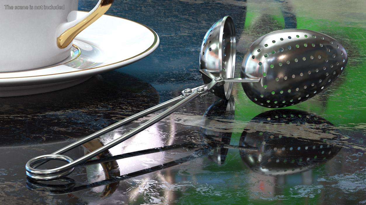 3D Stainless Steel Tea Infuser Spoon Open model