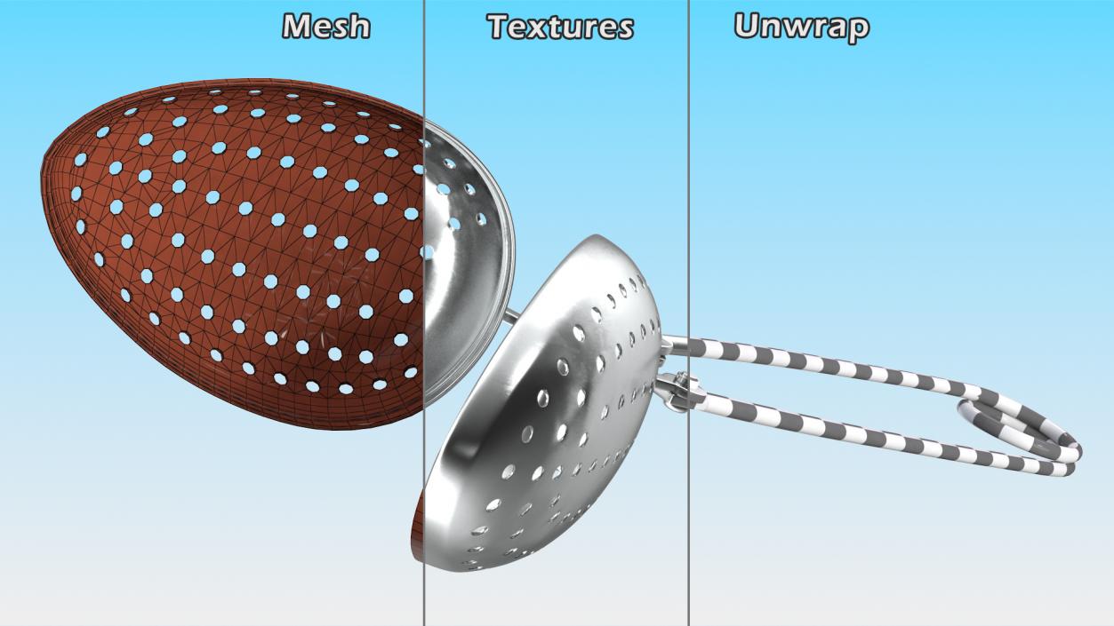 3D Stainless Steel Tea Infuser Spoon Open model