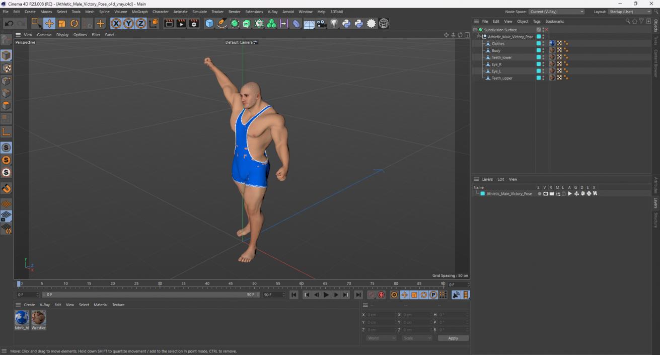 3D Athletic Male Victory Pose in Asics Blue Singlet model