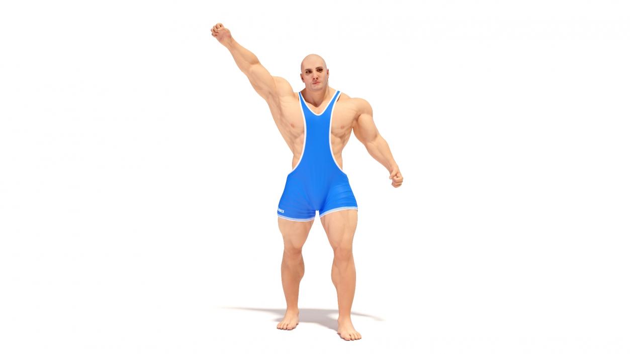 3D Athletic Male Victory Pose in Asics Blue Singlet model