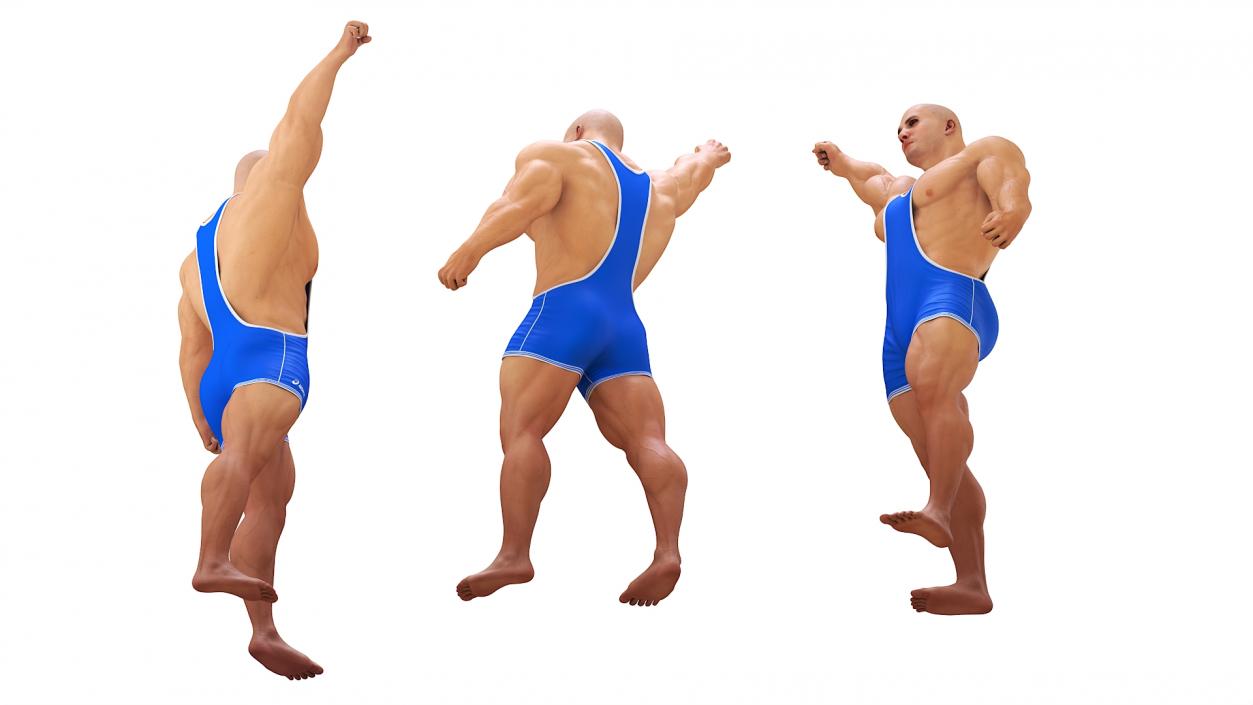 3D Athletic Male Victory Pose in Asics Blue Singlet model