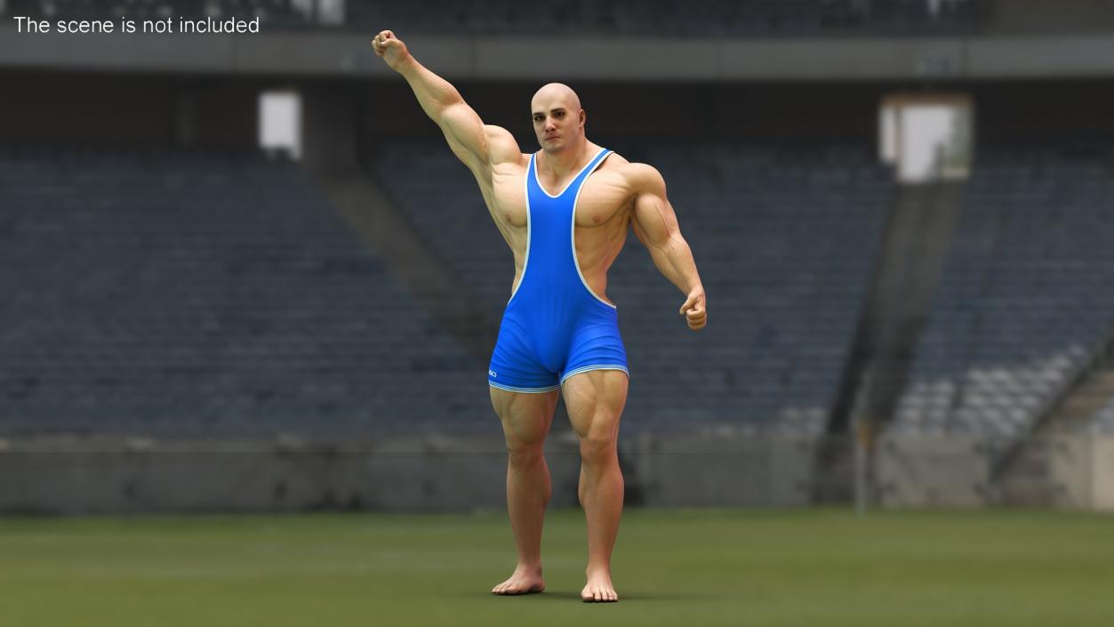 3D Athletic Male Victory Pose in Asics Blue Singlet model