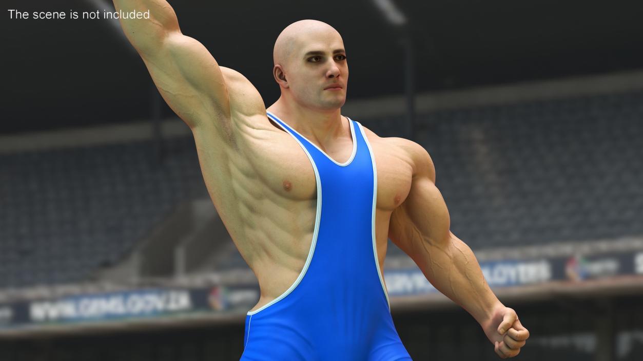 3D Athletic Male Victory Pose in Asics Blue Singlet model