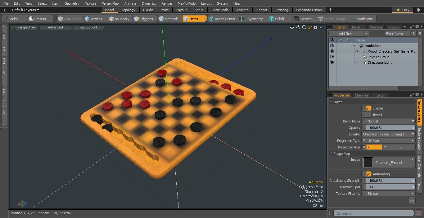 3D model Wood Checkers Set Game Process