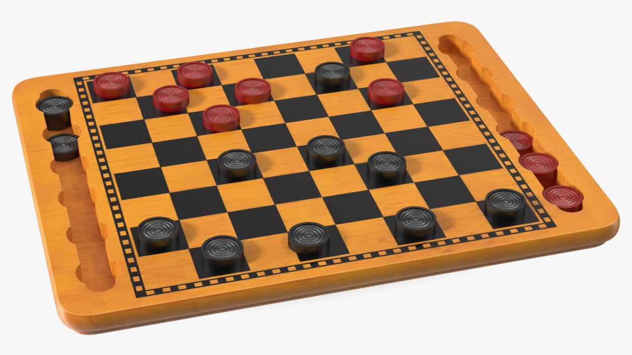 3D model Wood Checkers Set Game Process