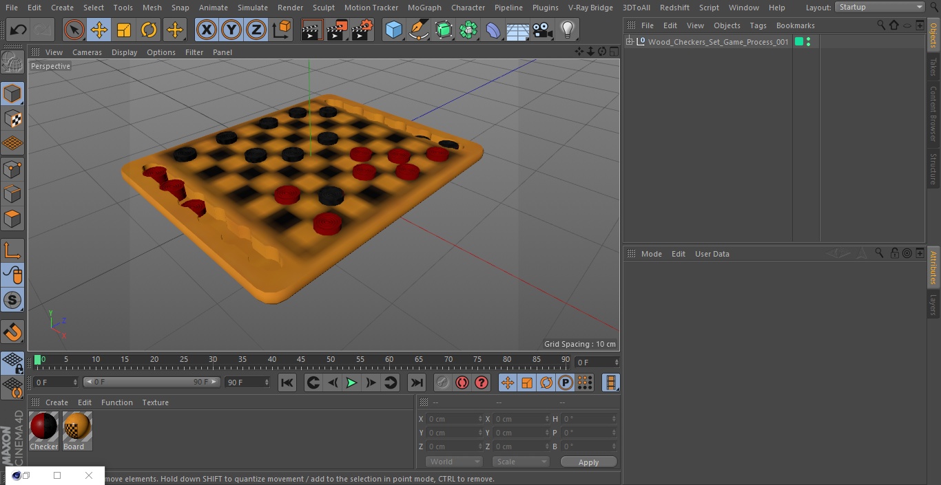 3D model Wood Checkers Set Game Process