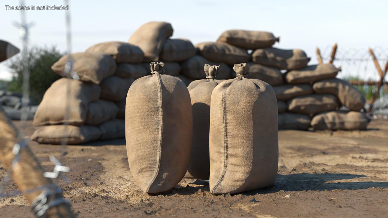 Standing Military Sandbags Dusty 3D