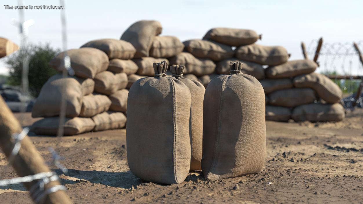 Standing Military Sandbags Dusty 3D