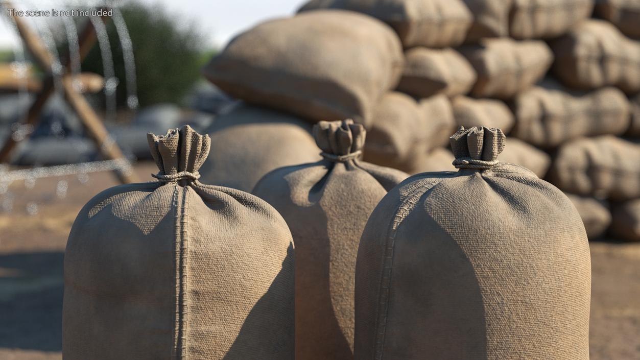 Standing Military Sandbags Dusty 3D