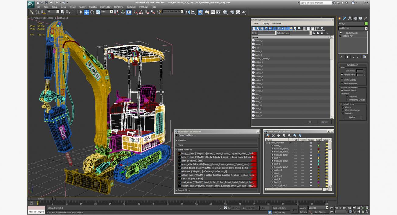 3D Mini Excavator JCB 18Z1 with Breaker Hammer model