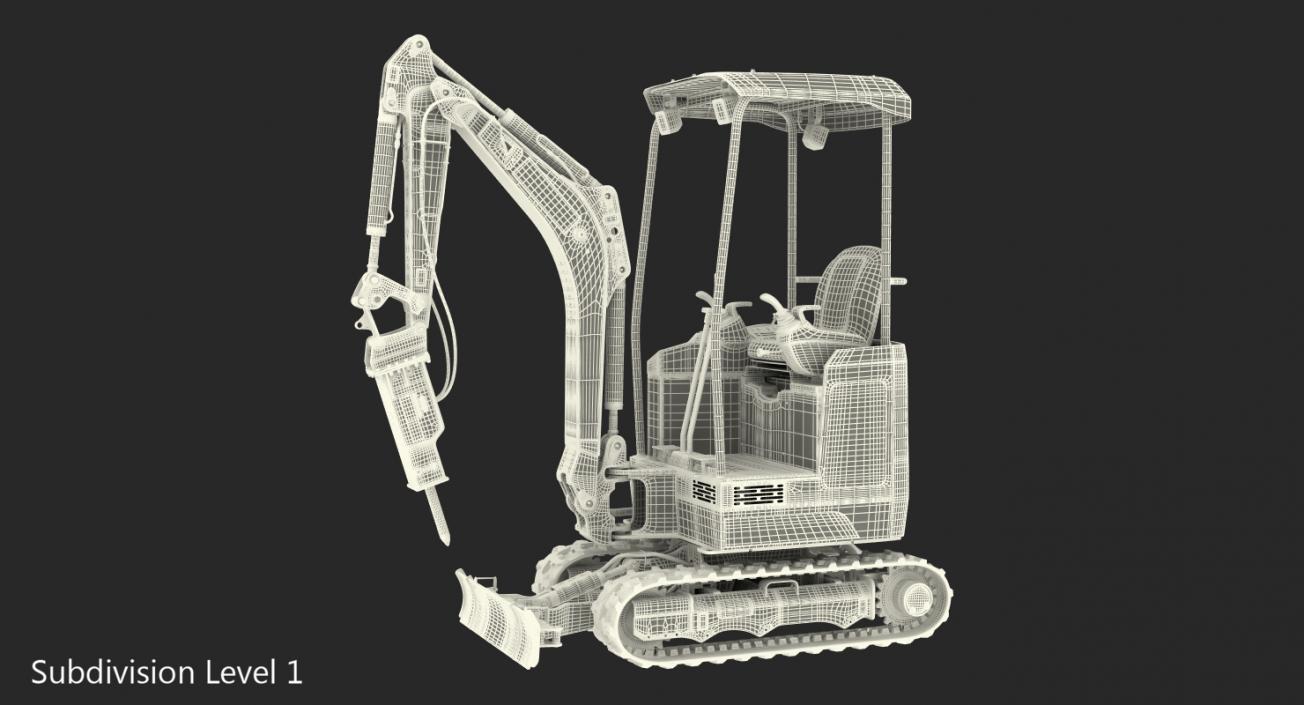 3D Mini Excavator JCB 18Z1 with Breaker Hammer model