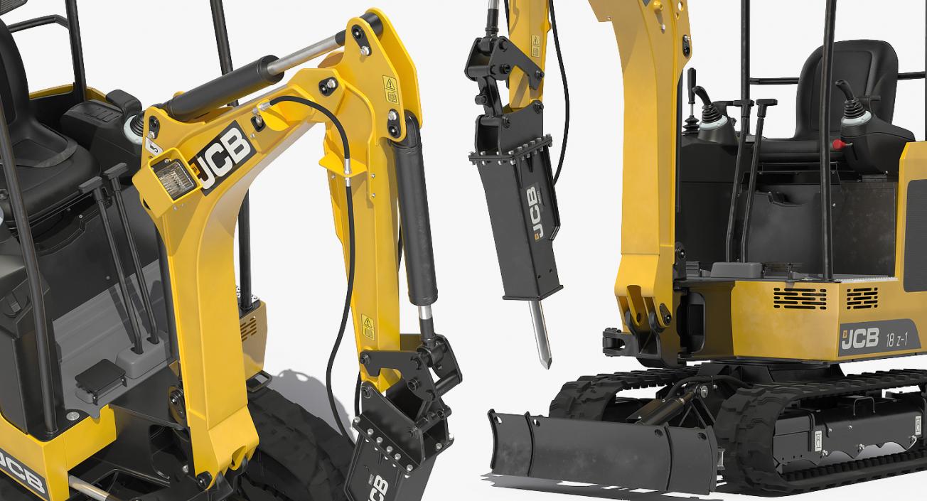 3D Mini Excavator JCB 18Z1 with Breaker Hammer model