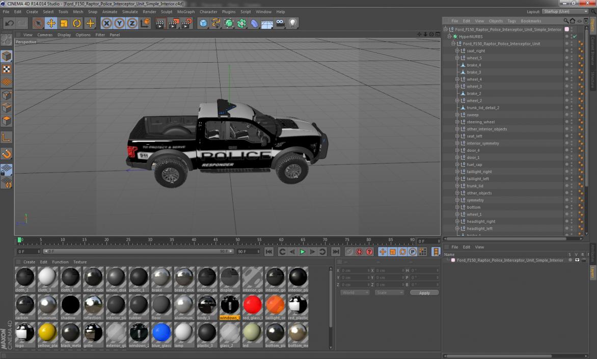 3D Ford F150 Raptor Police Interceptor Unit Simple Interior