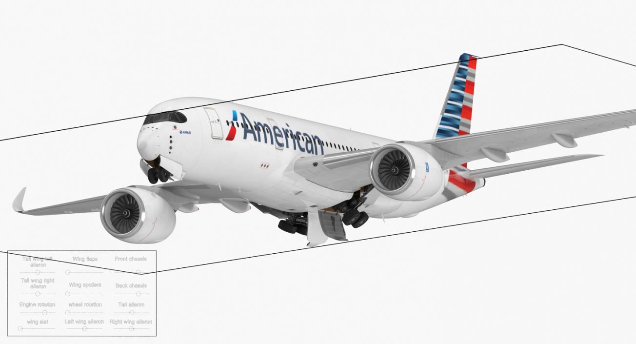 Airbus A350-800 American Airlines Rigged 3D Model 3D model