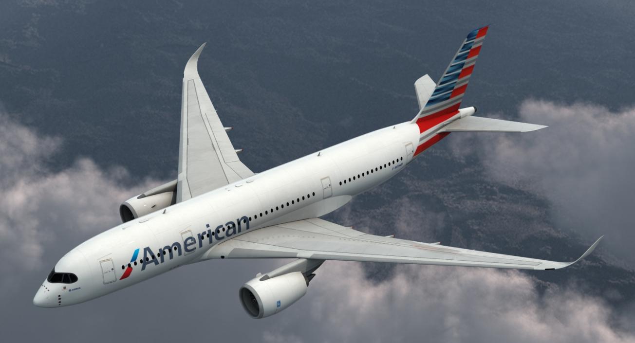 Airbus A350-800 American Airlines Rigged 3D Model 3D model