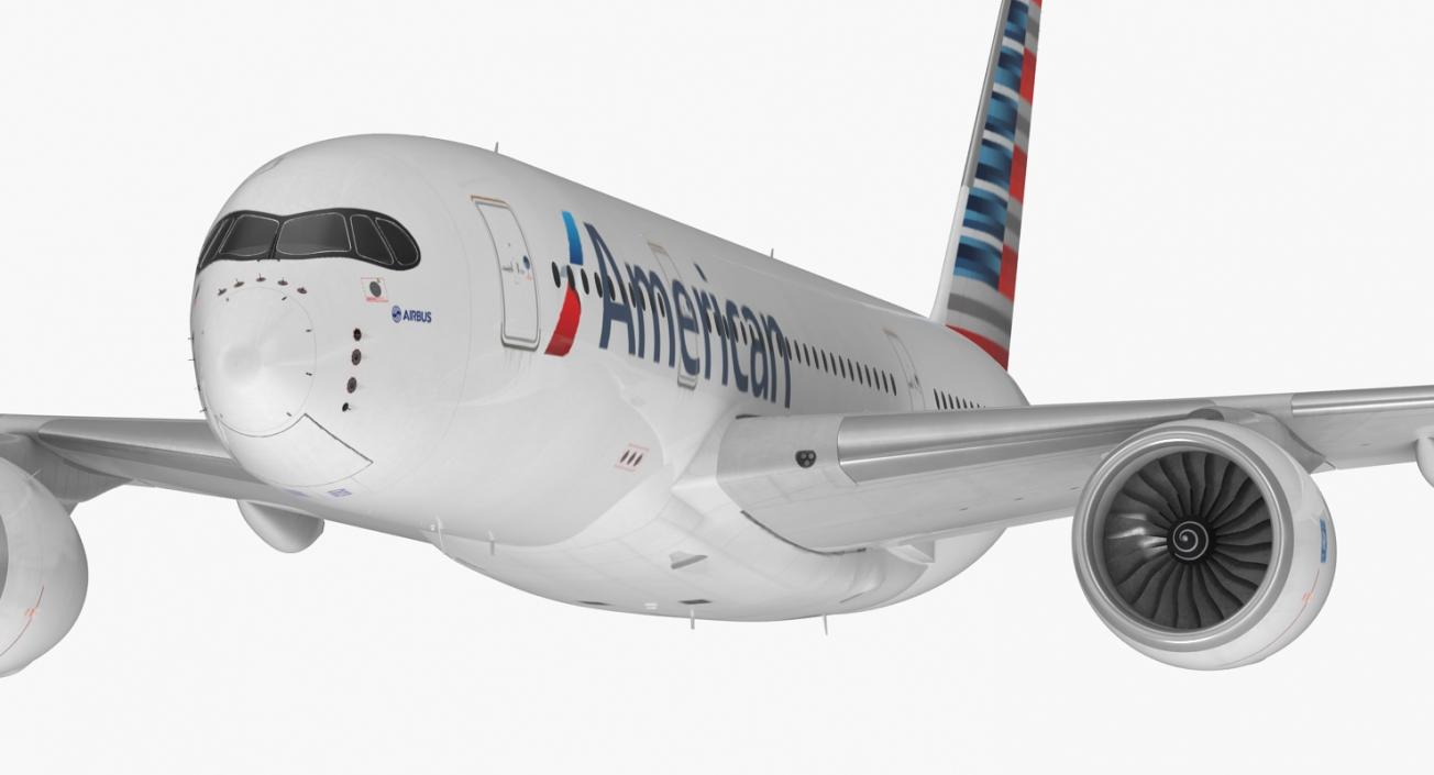 Airbus A350-800 American Airlines Rigged 3D Model 3D model