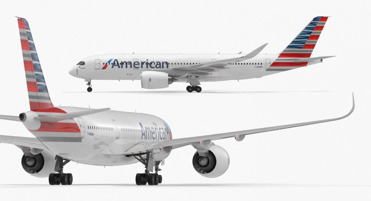 Airbus A350-800 American Airlines Rigged 3D Model 3D model