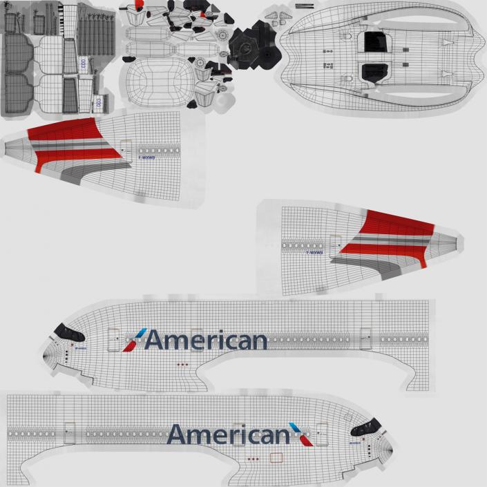 Airbus A350-800 American Airlines Rigged 3D Model 3D model