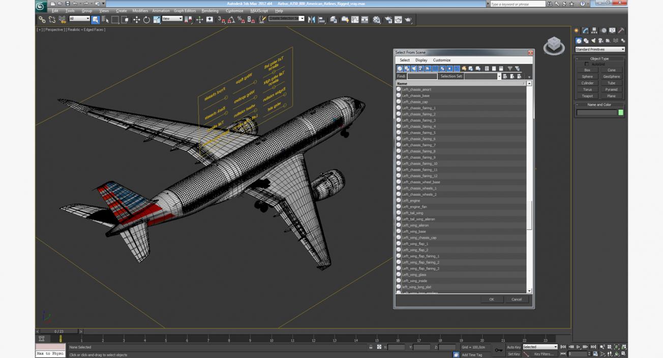 Airbus A350-800 American Airlines Rigged 3D Model 3D model