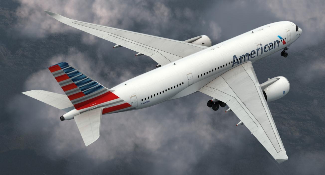 Airbus A350-800 American Airlines Rigged 3D Model 3D model