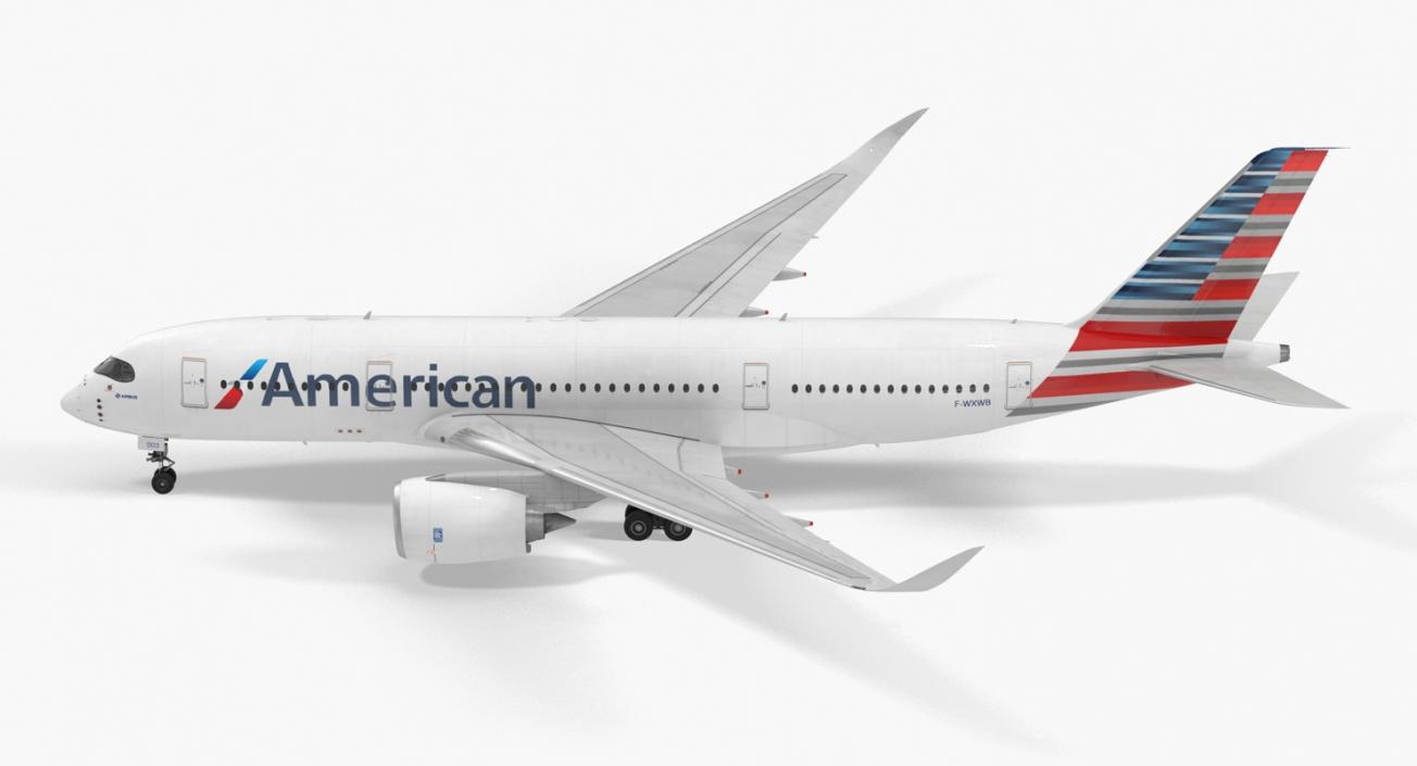 Airbus A350-800 American Airlines Rigged 3D Model 3D model