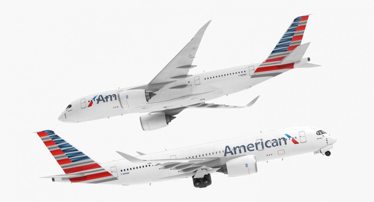 Airbus A350-800 American Airlines Rigged 3D Model 3D model