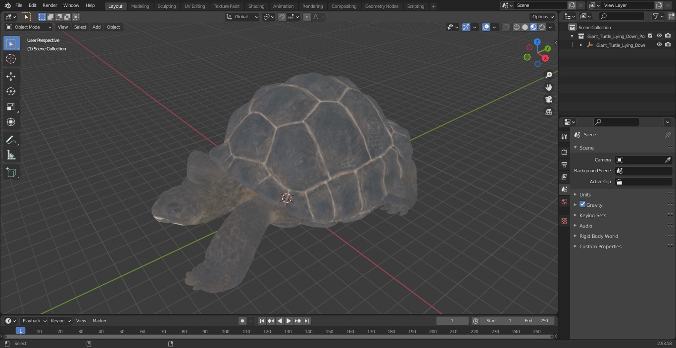 3D Giant Turtle Lying Down Pose model