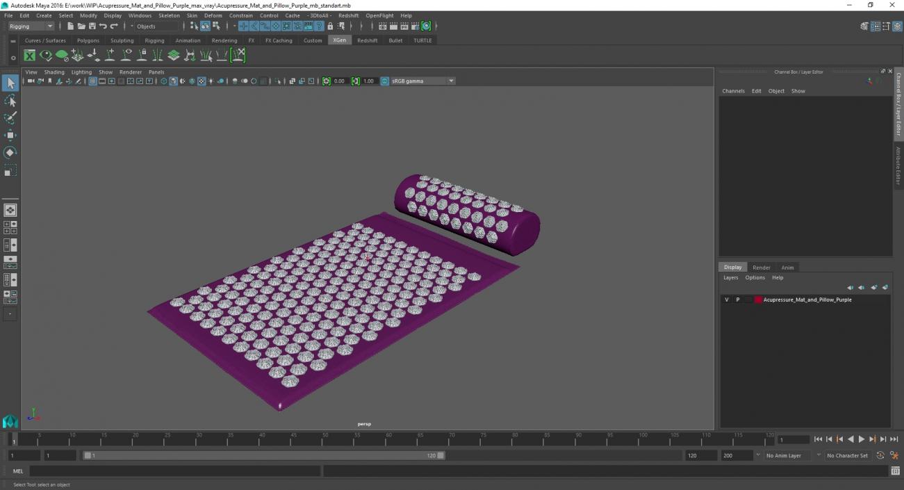 3D model Acupressure Mat and Pillow Purple 2