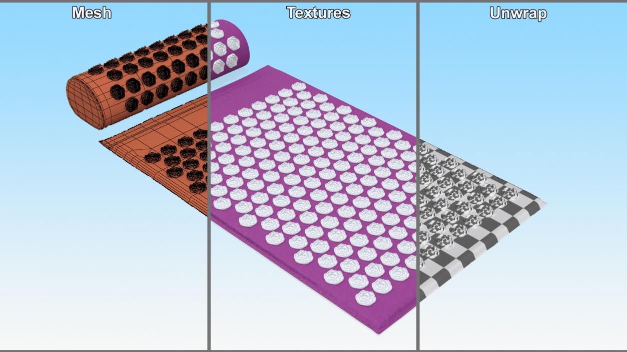 3D model Acupressure Mat and Pillow Purple 2