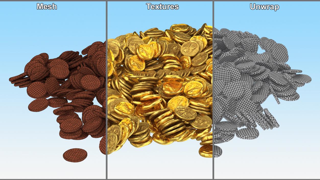 Bunch of Gold Coins 3D model