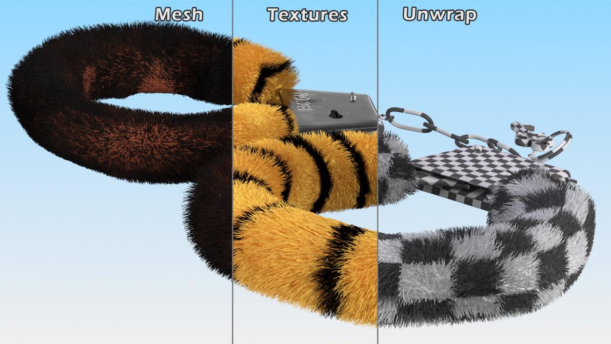 3D model Fuzzy Tiger Handcuffs Fur