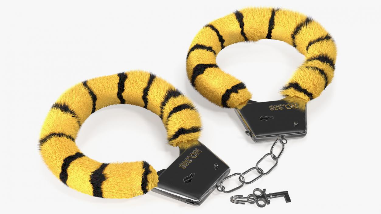 3D model Fuzzy Tiger Handcuffs Fur