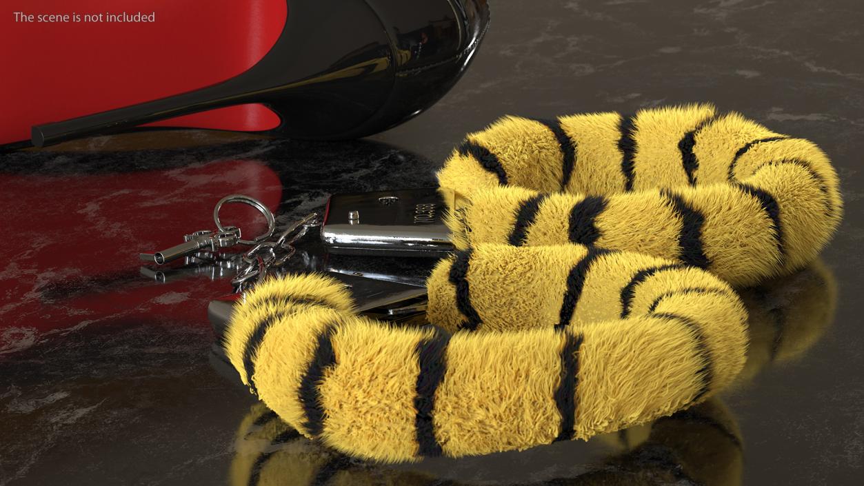 3D model Fuzzy Tiger Handcuffs Fur