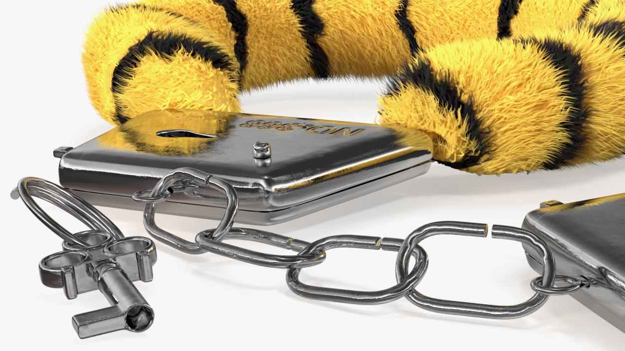 3D model Fuzzy Tiger Handcuffs Fur