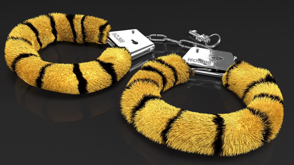 3D model Fuzzy Tiger Handcuffs Fur