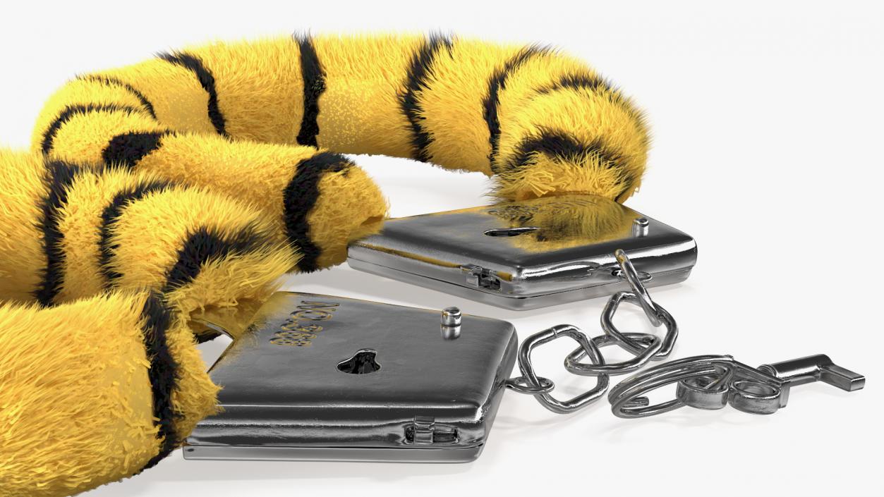 3D model Fuzzy Tiger Handcuffs Fur