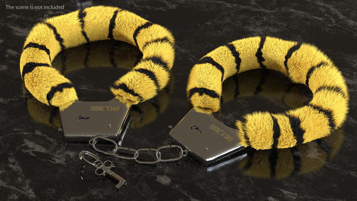 3D model Fuzzy Tiger Handcuffs Fur