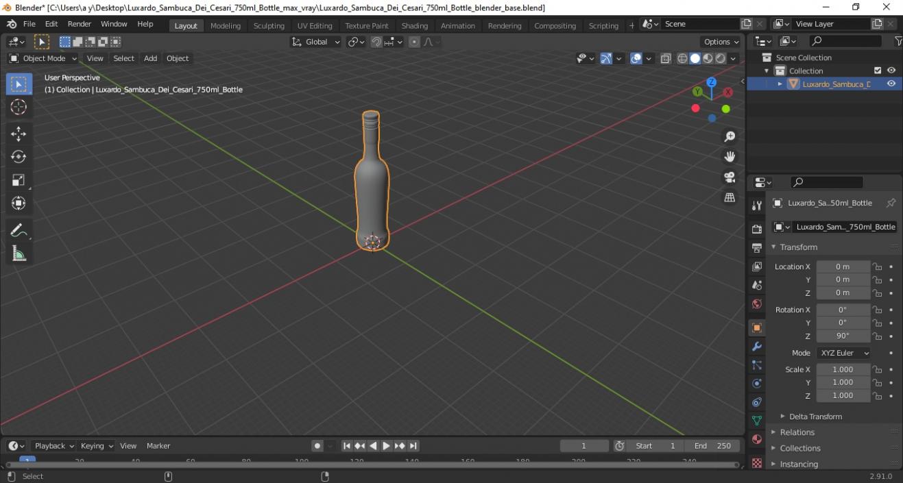 Luxardo Sambuca Dei Cesari 750ml Bottle 3D model