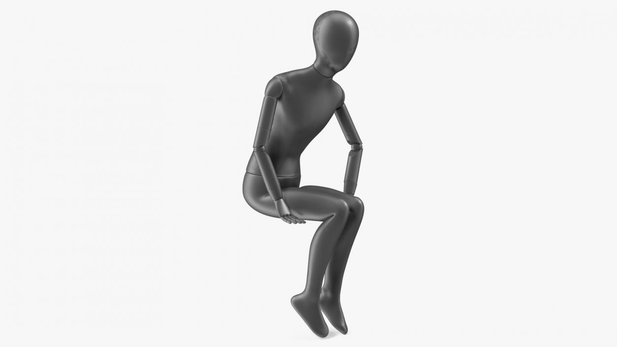 3D Flexible Child Mannequin Sitting Pose Black model